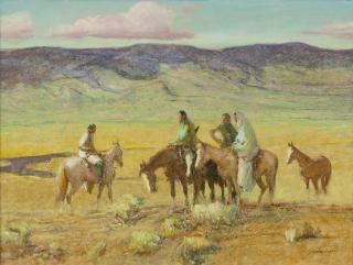 Appraisal: Pueblo Indians on Their Reservation by Oscar E Berninghaus Oscar