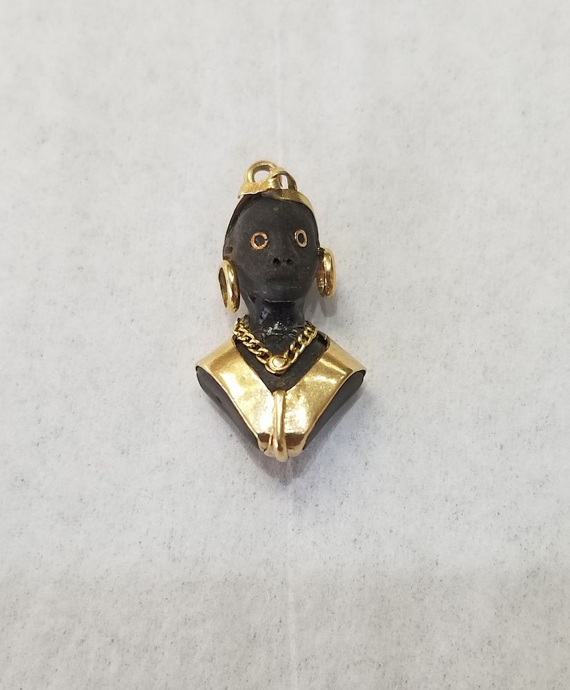 Appraisal: Carved Blackamoor Gold Pendant Carved Blackamoor Gold Pendant - All