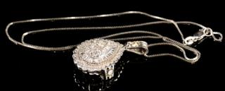 Appraisal: k Diamond Pendant Necklace k white gold diamond cluster pendant