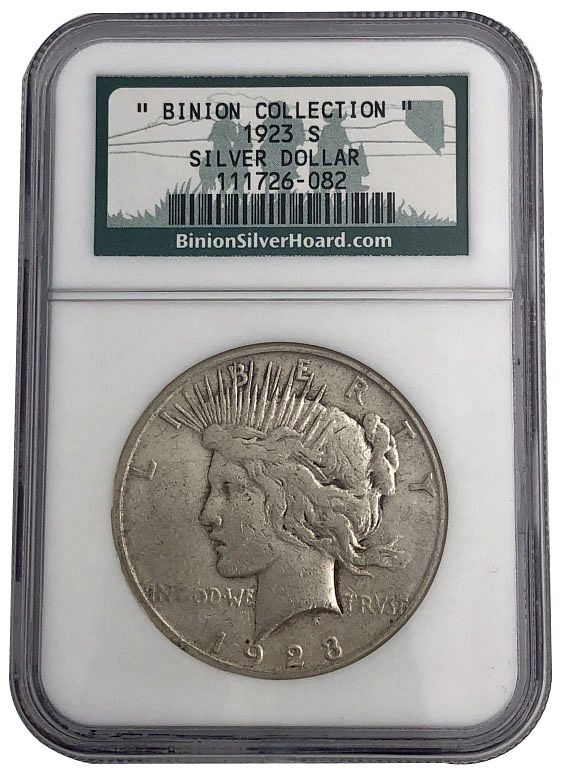 Appraisal: Binion Collection -S Peace Dollar Certified by NGC