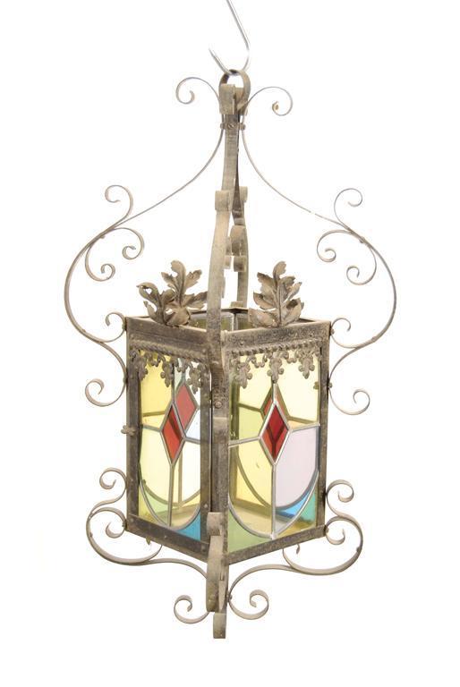 Appraisal: A wrought iron hall lantern