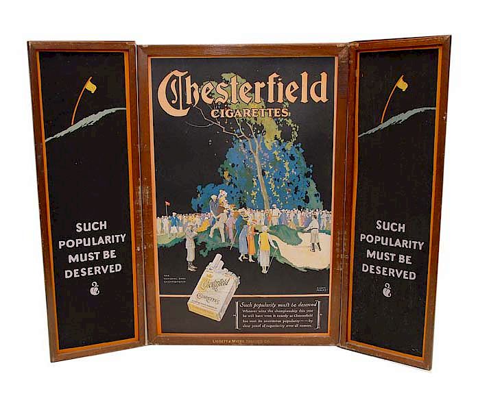 Appraisal: Rare Chesterfield Cigarettes National Open Golf Sign Rare Chesterfield Cigarettes