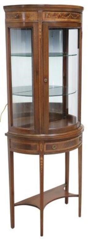 Appraisal: Hepplewhite style mahogany vitrine display cabinet th c curved glass