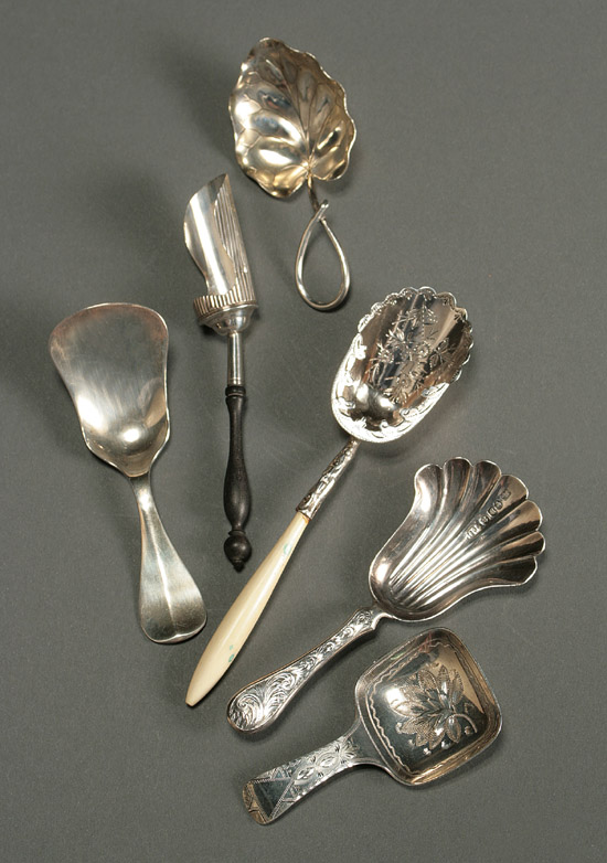 Appraisal: Group of Six European Silver Tea Caddy Spoons Last Half