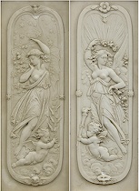 Appraisal: A Pair of Stone Composite Relief Images British Late th