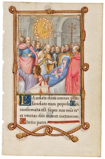 Appraisal: THE DORMITION OF THE VIRGIN AN ILLUMINATED LEAF FROM A