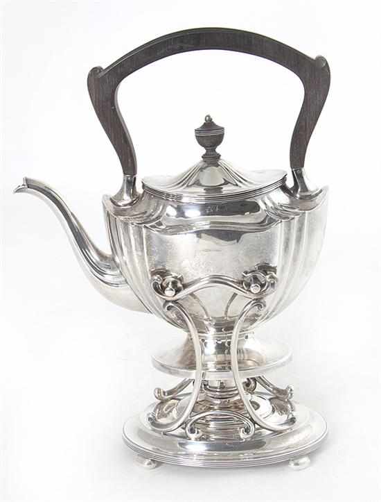 Appraisal: Whiting sterling kettle on stand circa reeded Classical form with