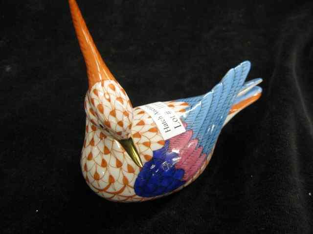 Appraisal: Herend Porcelain ''Fishnet'' Bird figurine '' long rust design excellent