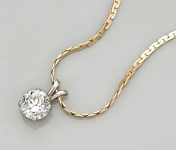 Appraisal: A diamond and fourteen karat white gold solitaire pendant with