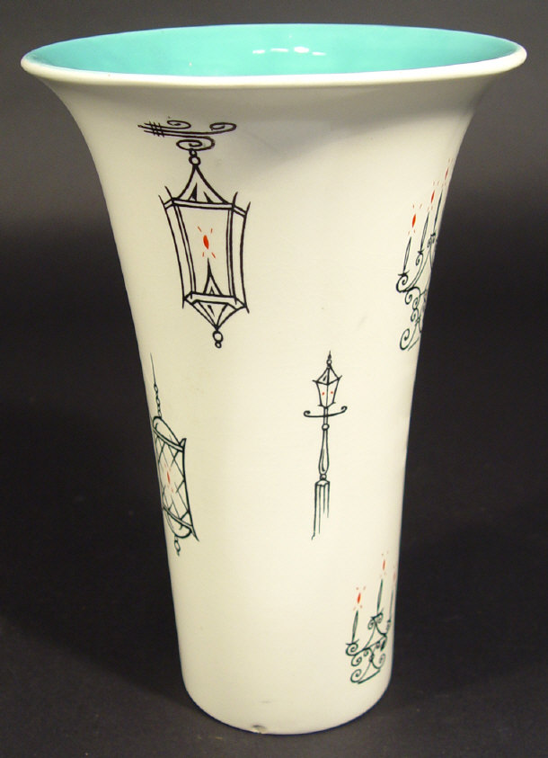 Appraisal: s Beswick trumpet shaped vase printed with candles and lights