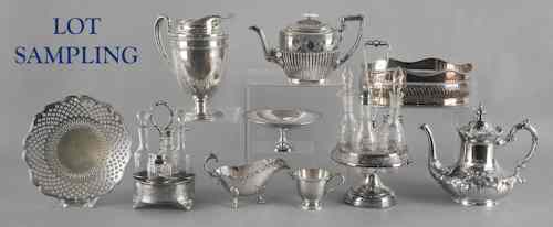 Appraisal: Collection of silver plate to include two cruet stands etc