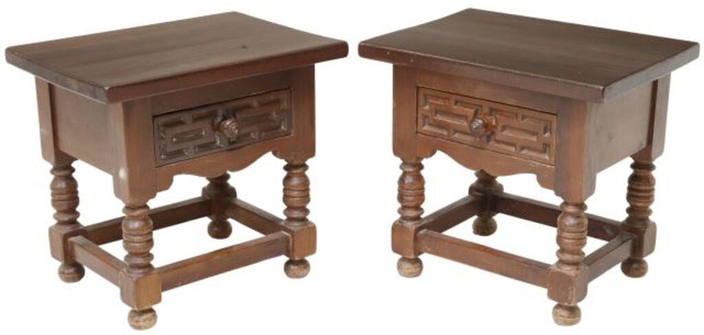 Appraisal: pair Spanish Baroque style nightstands side tables th c rectangular