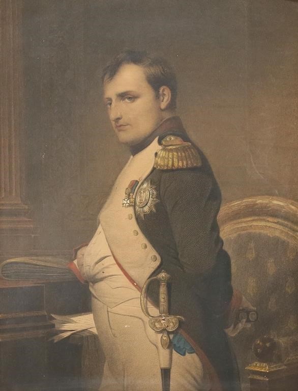 Appraisal: AFTER DELAROCHE NAPOLEON HAND COLORED ENGRAVINGAfter Paul Delaroche French -