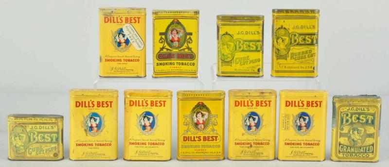 Appraisal: Lot of Dill's Best Pocket Tobacco Tins Description Nice grouping