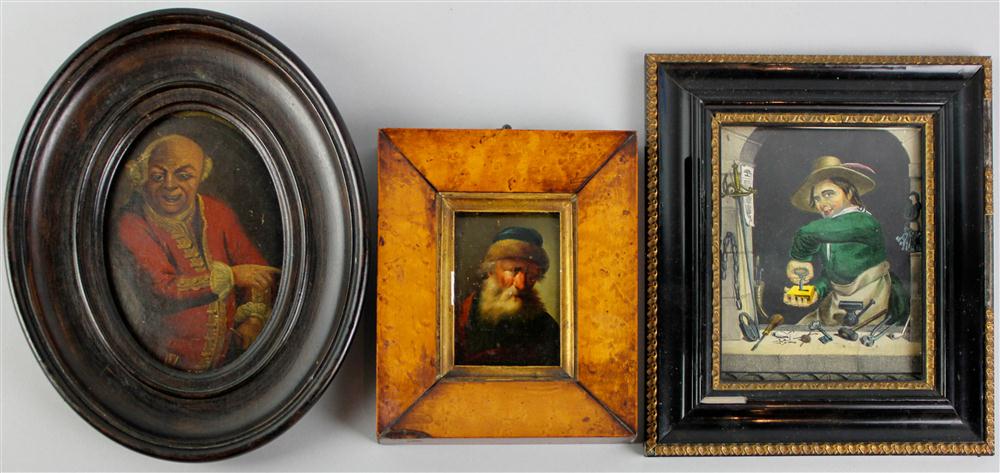 Appraisal: A GROUP OF THREE FRAMED PORTRAITS - OLD MAN IN