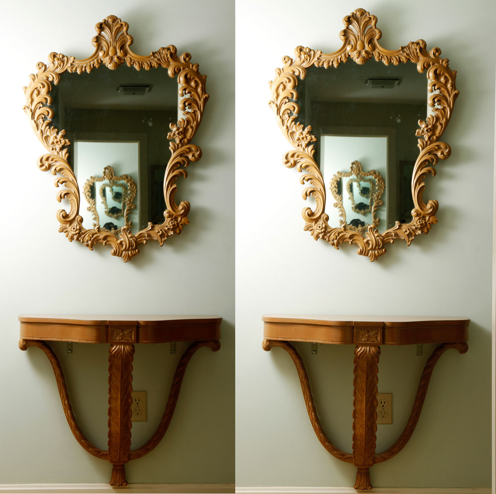 Appraisal: - Two Hall Tables and Mirrors Lot of two wall