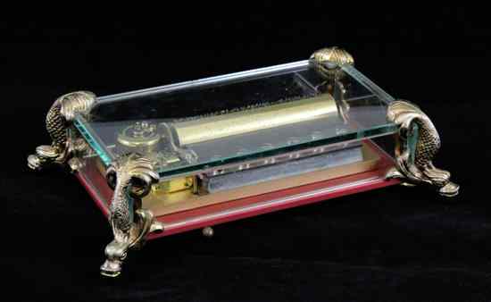 Appraisal: A Reuge four glass Swiss musical box with inch cylinder