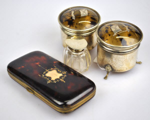 Appraisal: A th century tortoiseshell necessaire case no contents to w