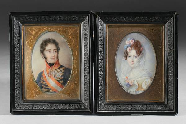 Appraisal: After Jean-Baptiste Isabey A pair of oval portrait miniatures second