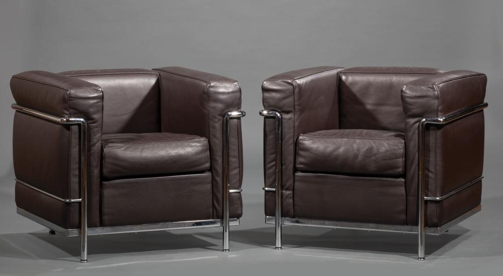 Appraisal: Pair of Le Corbusier Charlotte Perriand and Pierre Jeanneret Chromed