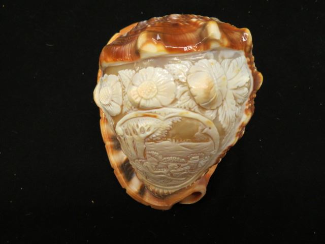 Appraisal: Italian Carved Cameo Shell mother child in garden