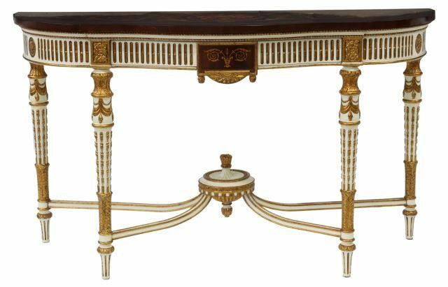 Appraisal: Louis XVI style console table late th c having shaped