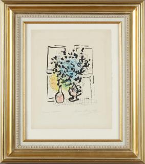 Appraisal: Marc Chagall - Le Bouquet Noir et Bleu lithograph Artist's