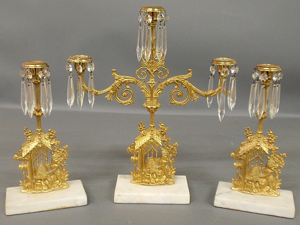 Appraisal: - Three-piece gilt metal girandole set late th c each