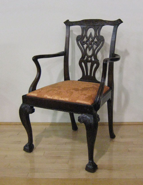 Appraisal: George III mahogany armchair ca with a foliate carved crest