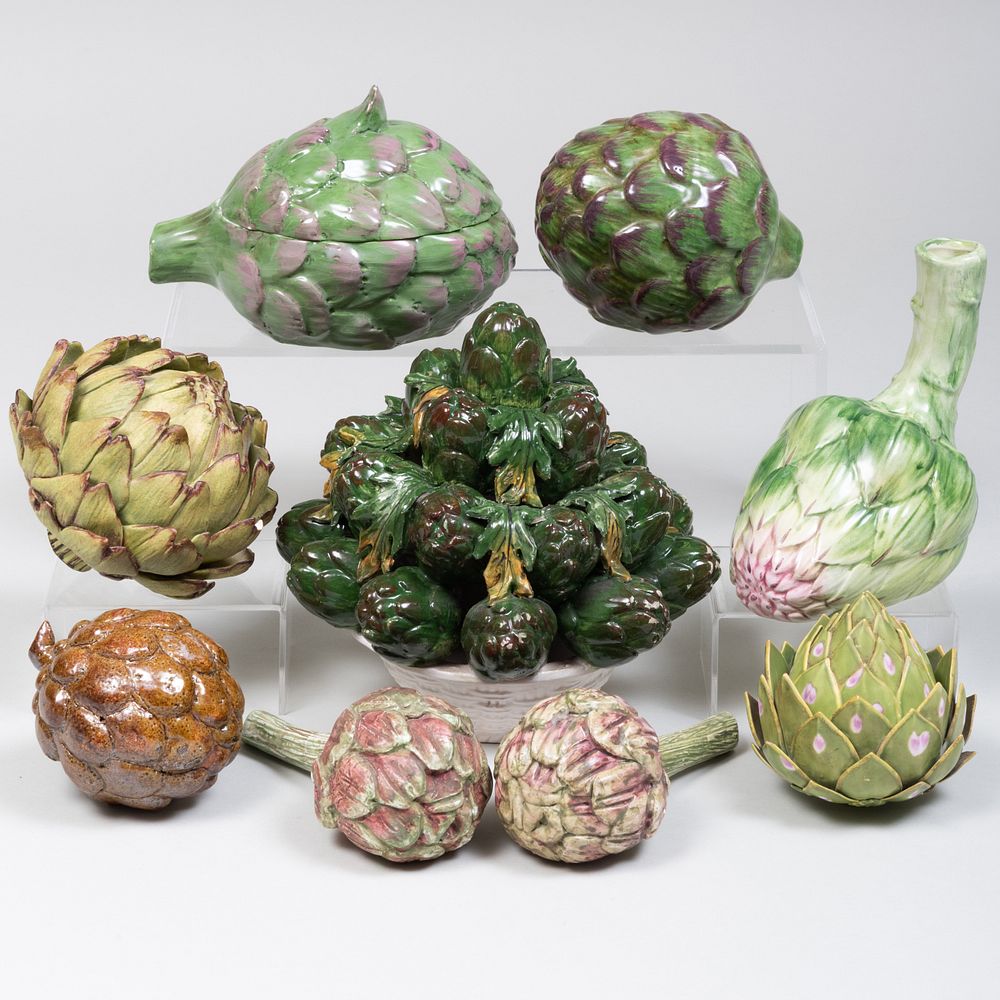 Appraisal: Group of Nine Artichoke Form Table Articles Comprising An Italian