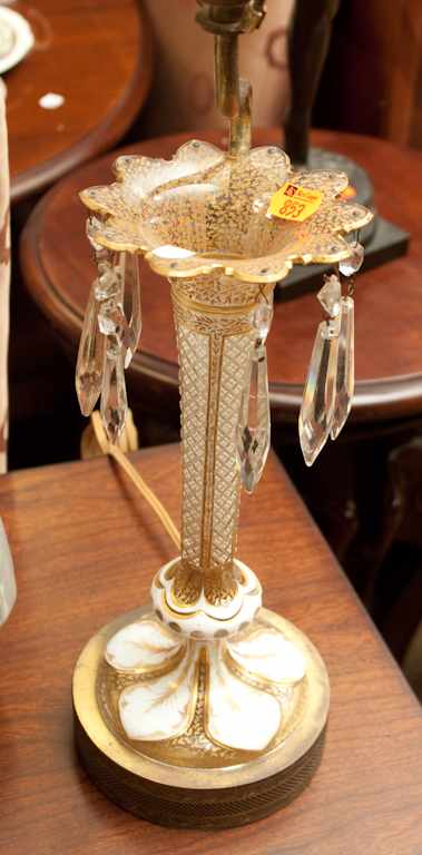 Appraisal: Bohemian cased glass lustre mounted as a lamp Estimate -