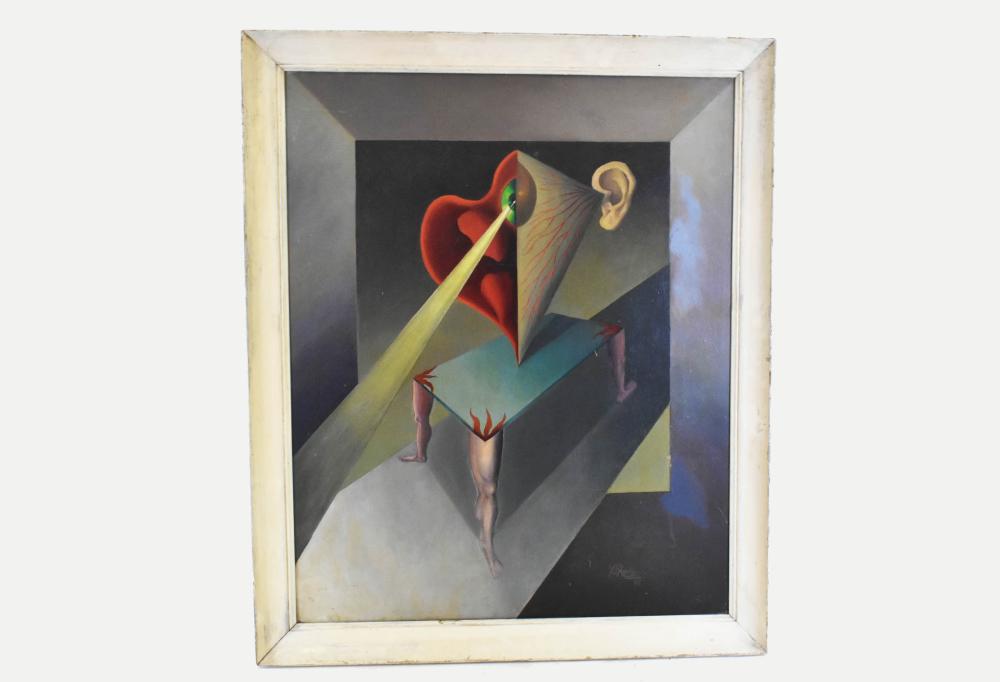 Appraisal: J C REDI LATIN SCHOOL Surrealist Composition Signed dated l