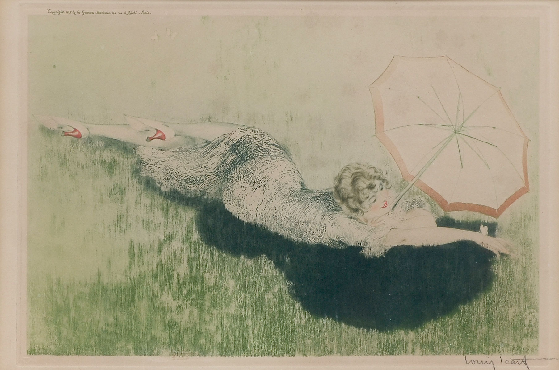 Appraisal: ICART Louis French - Girl Sprawling on the Lawn with