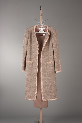 Appraisal: Oscar de la Renta wool tweed long jacket with striped