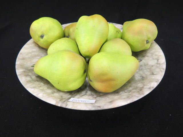 Appraisal: Lot of Decorative Fruit alabaster compote with ceramic pears glass