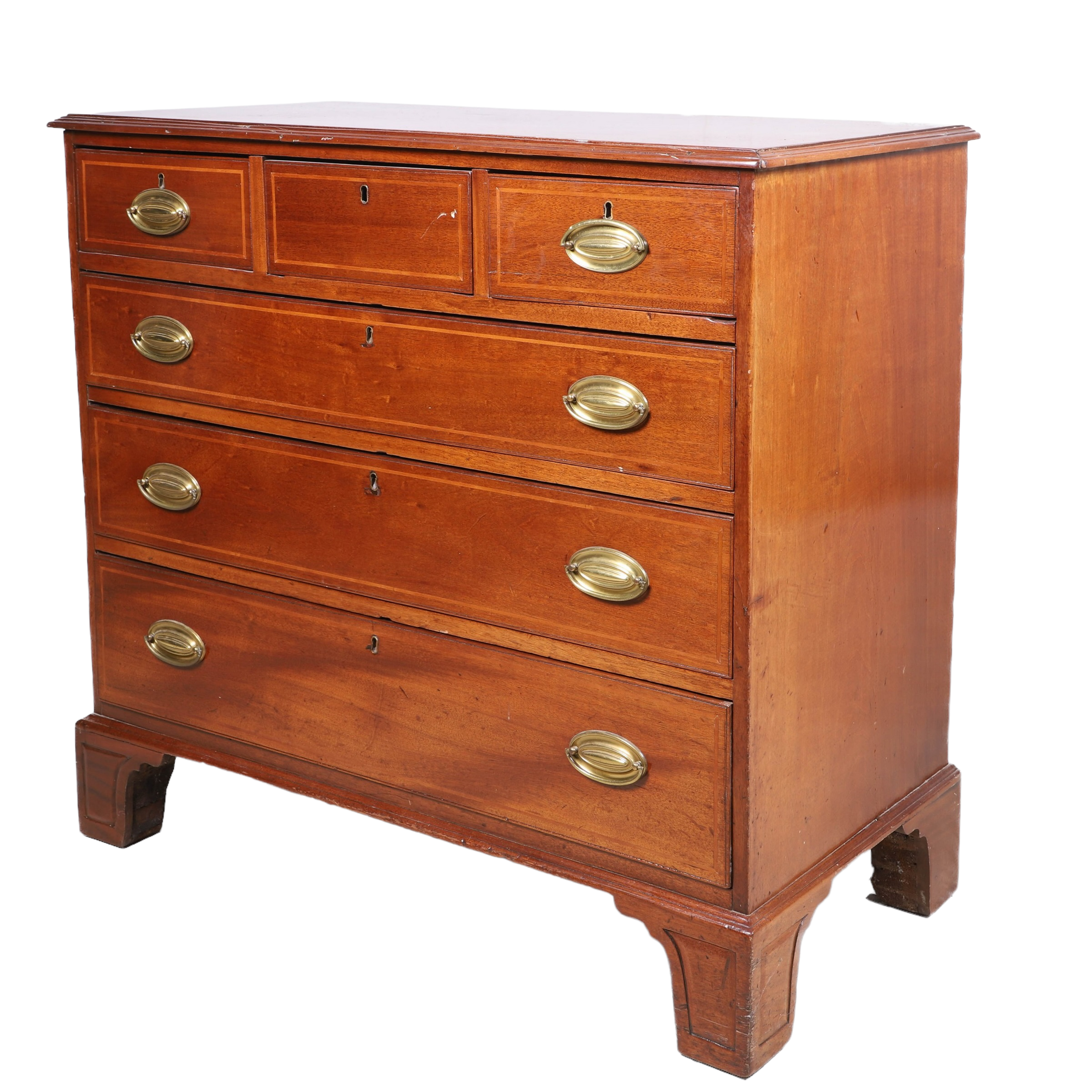 Appraisal: Georgian Mahogany Inlaid Chest of Drawers three short drawers over