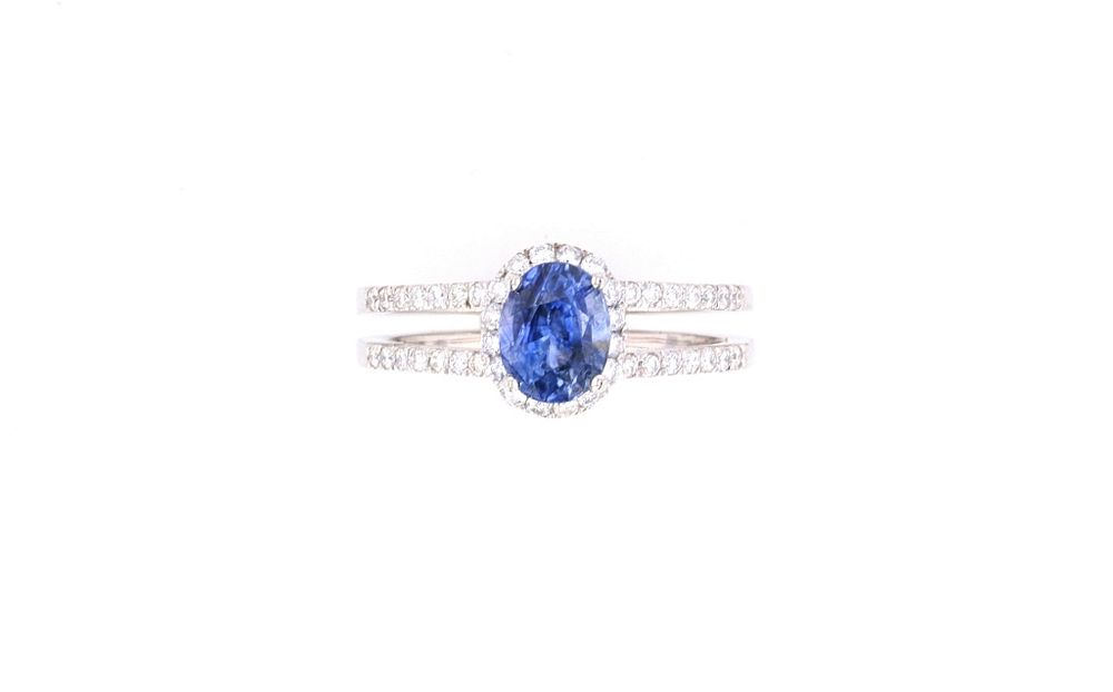 Appraisal: Blue Sapphire Diamond Ring w AIGL Paperwork Featured in this