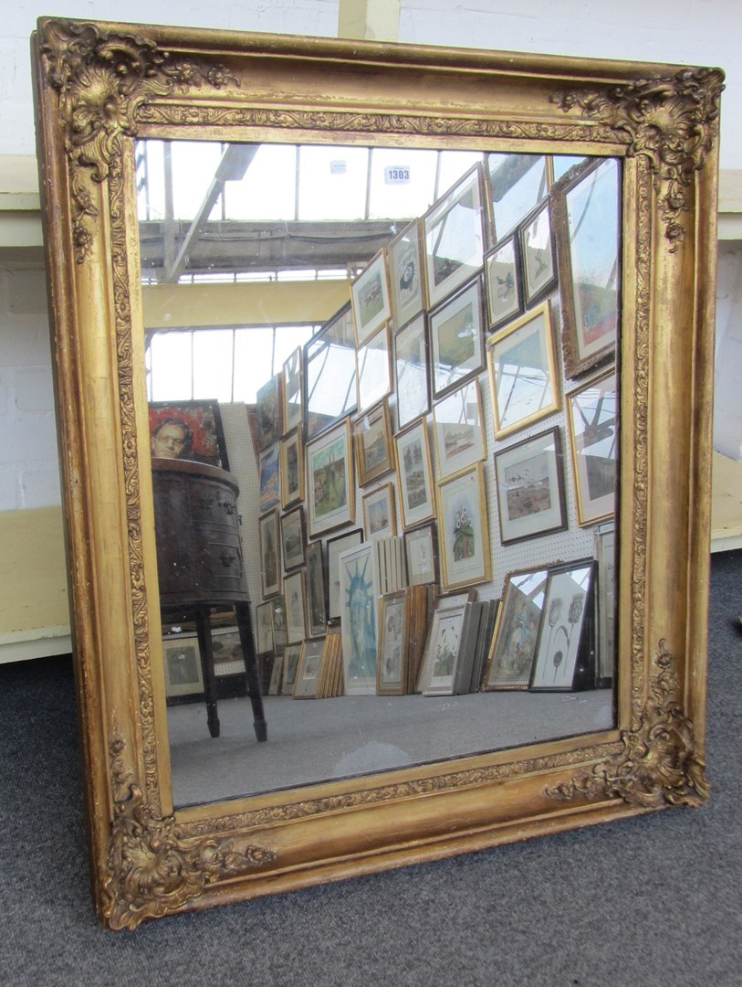 Appraisal: A th century rectangular gilt framed wall mirror with moulded