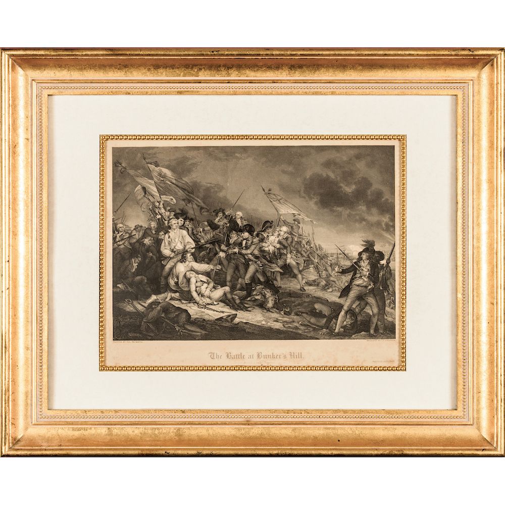 Appraisal: c The Battle at Bunkers Hill Steel Engraving J N