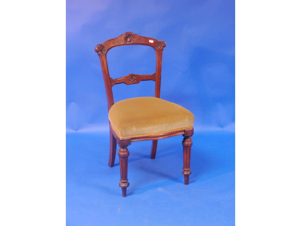 Appraisal: A set of six late Victorian walnut dining chairs with