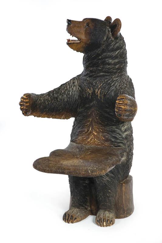 Appraisal: BLACK FOREST BEAR CHAIR Probably Germany or Switzerland late th