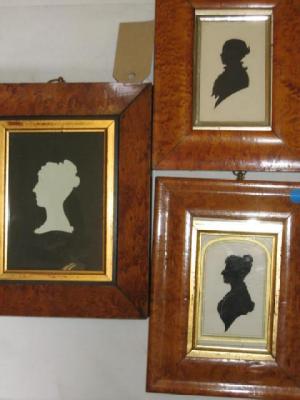 Appraisal: ENGLISH SCHOOL Silhouette portrait of th century lady with hair