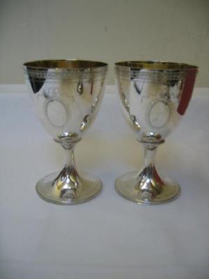 Appraisal: A PAIR OF GOBLETS by Garrard Co London the tapering