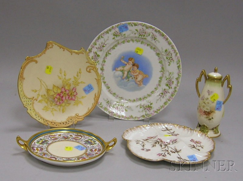 Appraisal: Five Assorted Hand-painted and Transfer Decorated Porcelain Items a Pickard