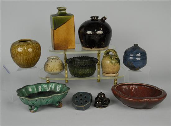 Appraisal: COLLECTION OF ELEVEN GLAZED POTTERY WARES height of tallest inches