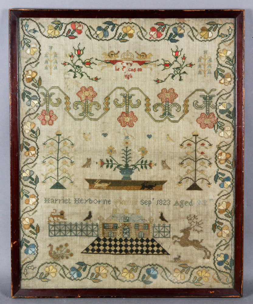 Appraisal: - th C Sampler th Century sampler Harriet Helborne dated