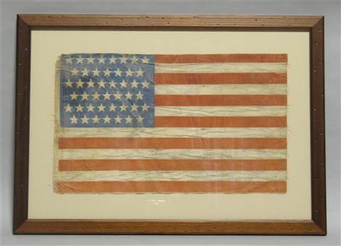 Appraisal: STAR AMERICAN FLAG Printed on coarse cotton the blue canton