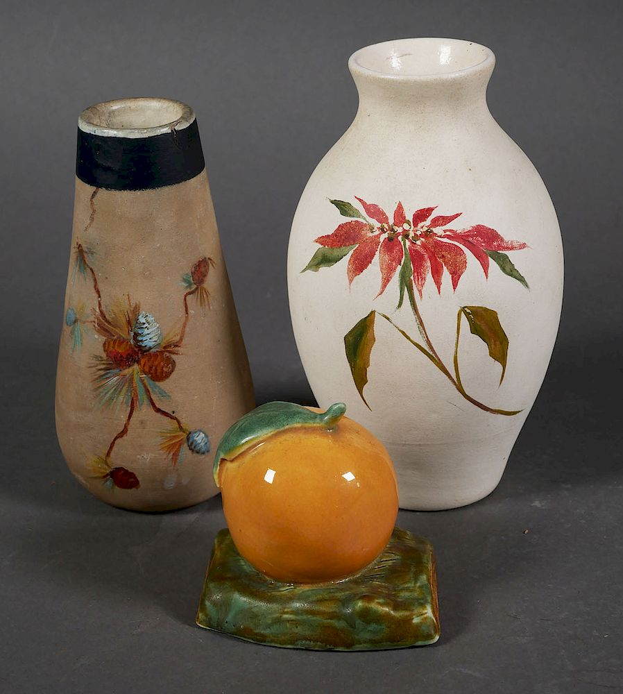 Appraisal: ORLANDO POTTERIES Three Pottery Items Three Orlando Pottery ceramic pieces