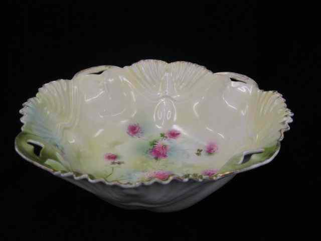 Appraisal: R S Prussia Porcelain Large Berry Bowl floral with heavy