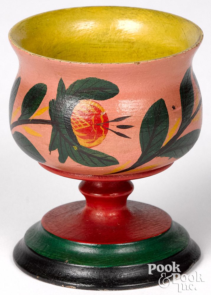 Appraisal: Joseph Lehn turned and painted egg cup Joseph Lehn Lancaster